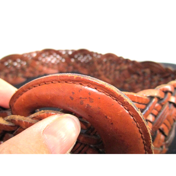 Fossil Brown Braided Leather Wide Women's Belt Size S, 25"-29" - Picture 3 of 8
